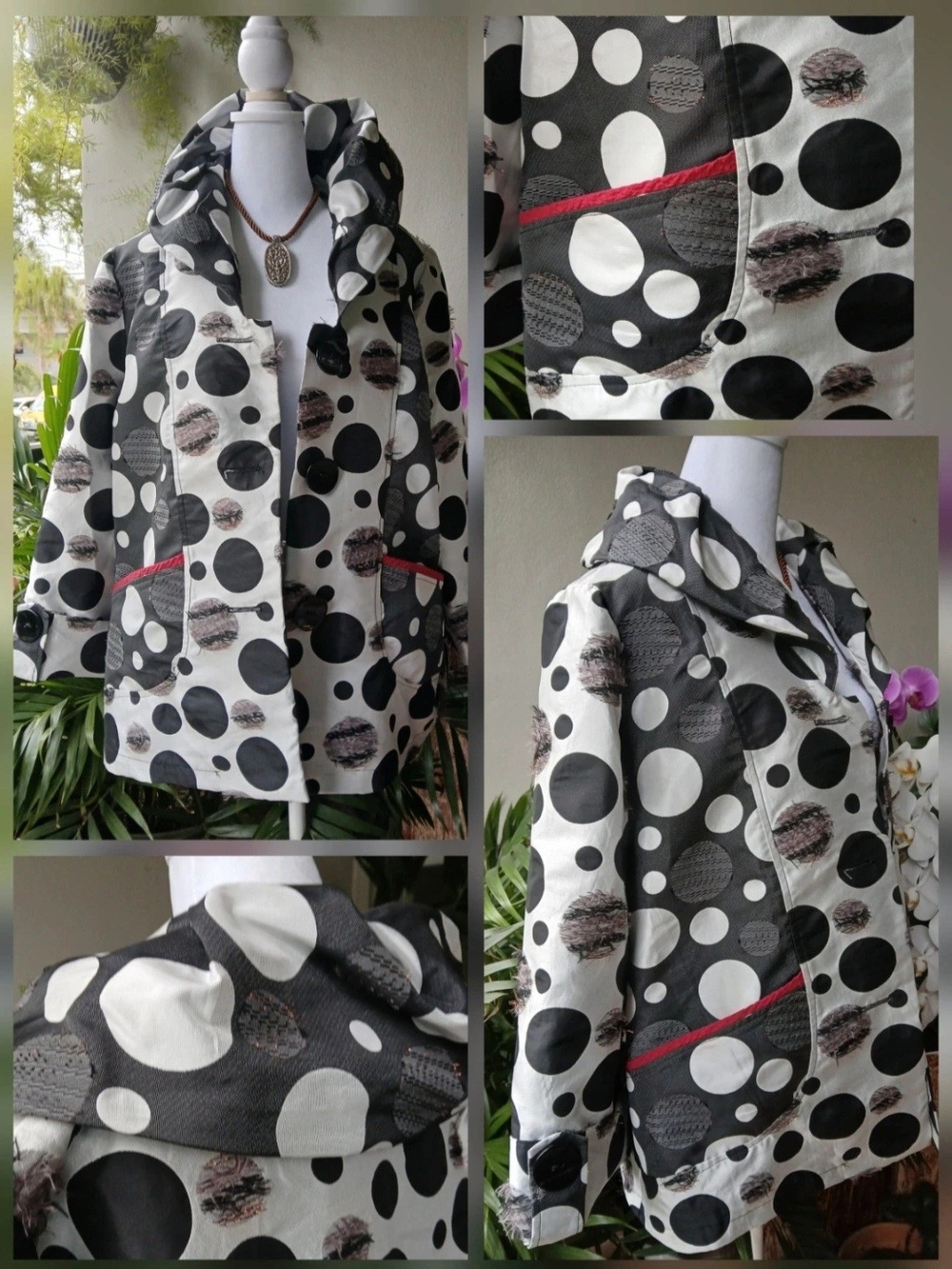 🔥NWT $178 Y&S Design MOONLIGHT TUNIC JACKET POLKA DOT MEDIUM